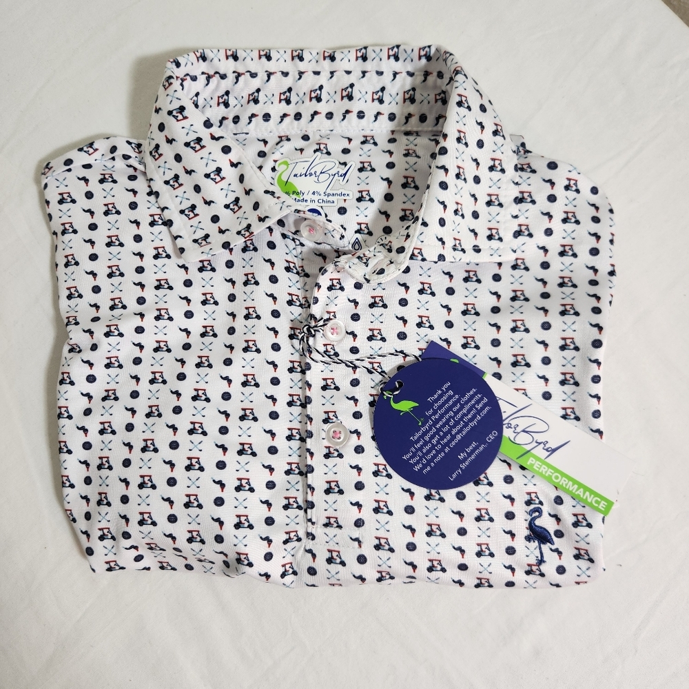 NWT Tailor Byrd Performance Polo Shirt Mens Golf Car Size M